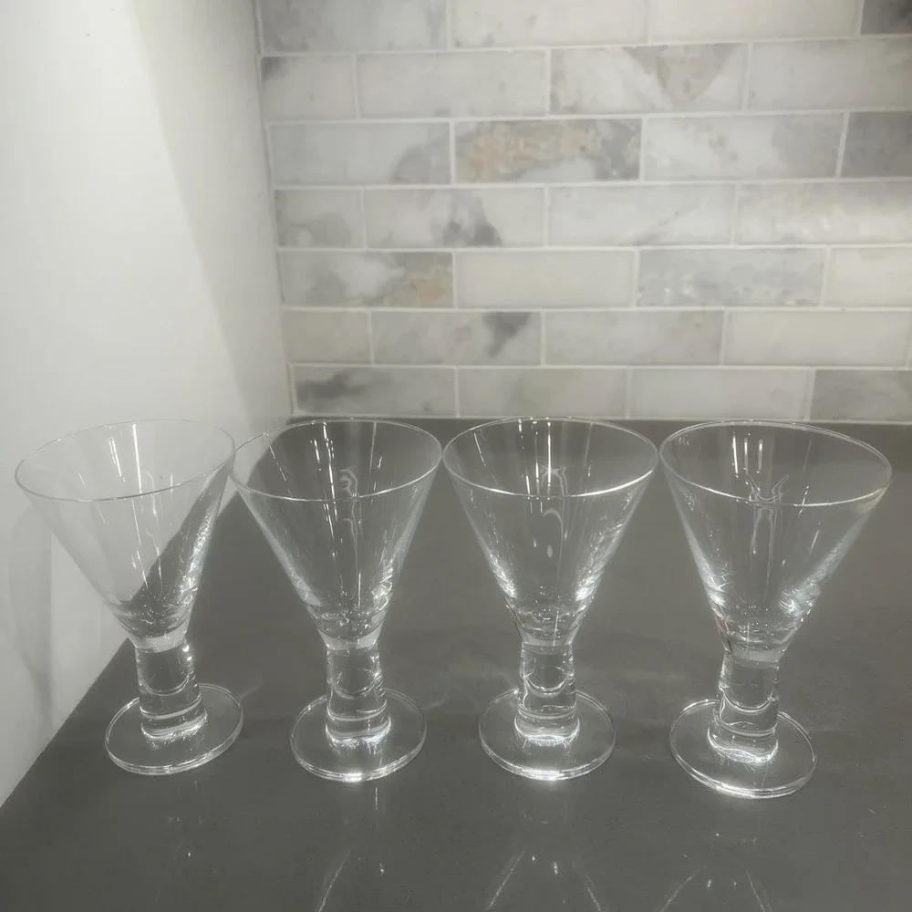 4-Thick Stem Martini Glasses EUC